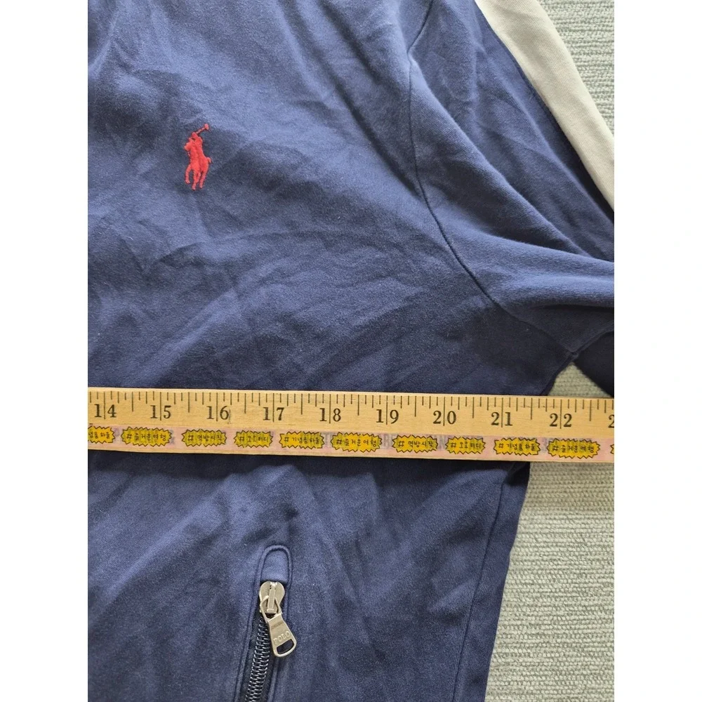 Polo Ralph Lauren Track Jacket Mens Medium Blue Cotton Mock Neck Performance